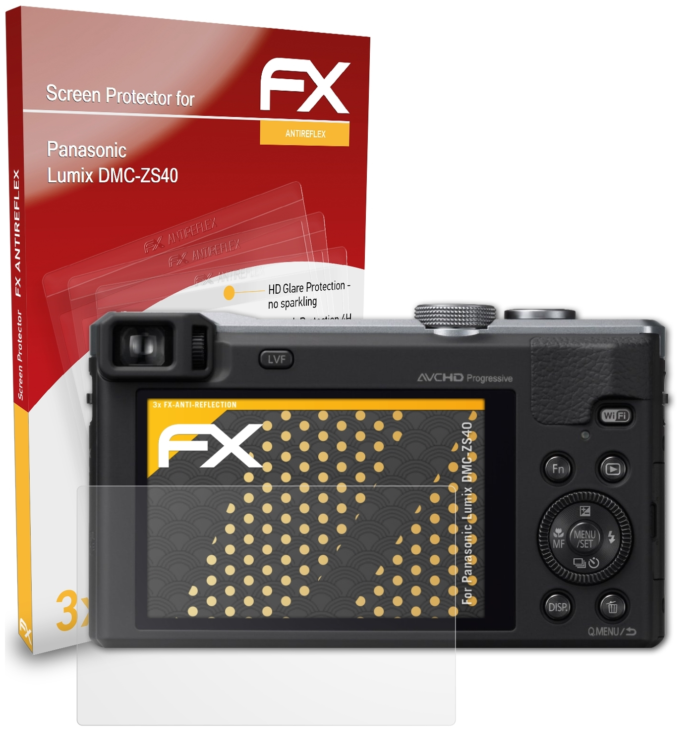 Lumix Panasonic FX-Antireflex DMC-ZS40) 3x Displayschutz(für ATFOLIX