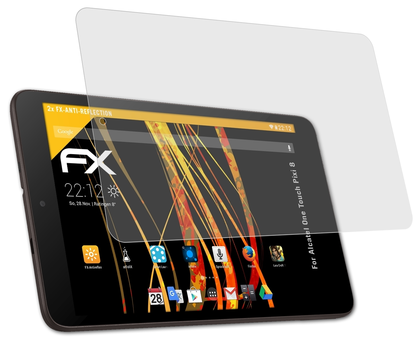 ATFOLIX 2x FX-Antireflex Pixi 8) Touch Alcatel Displayschutz(für One