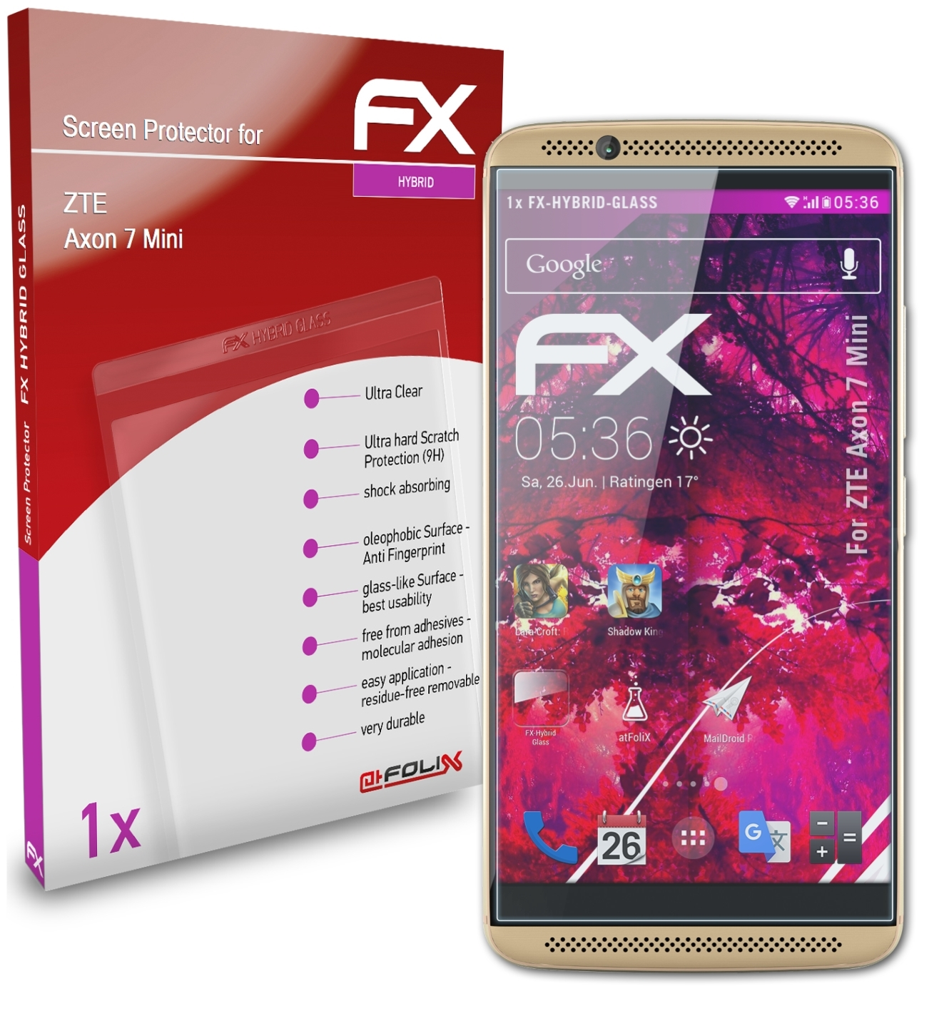 ATFOLIX FX-Hybrid-Glass Schutzglas(für ZTE Mini) 7 Axon
