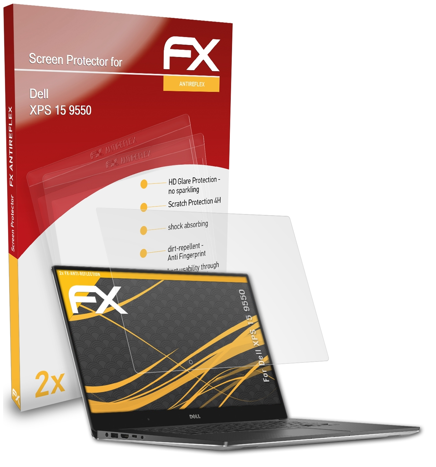 ATFOLIX 2x FX-Antireflex Displayschutz(für 15 XPS (9550)) Dell