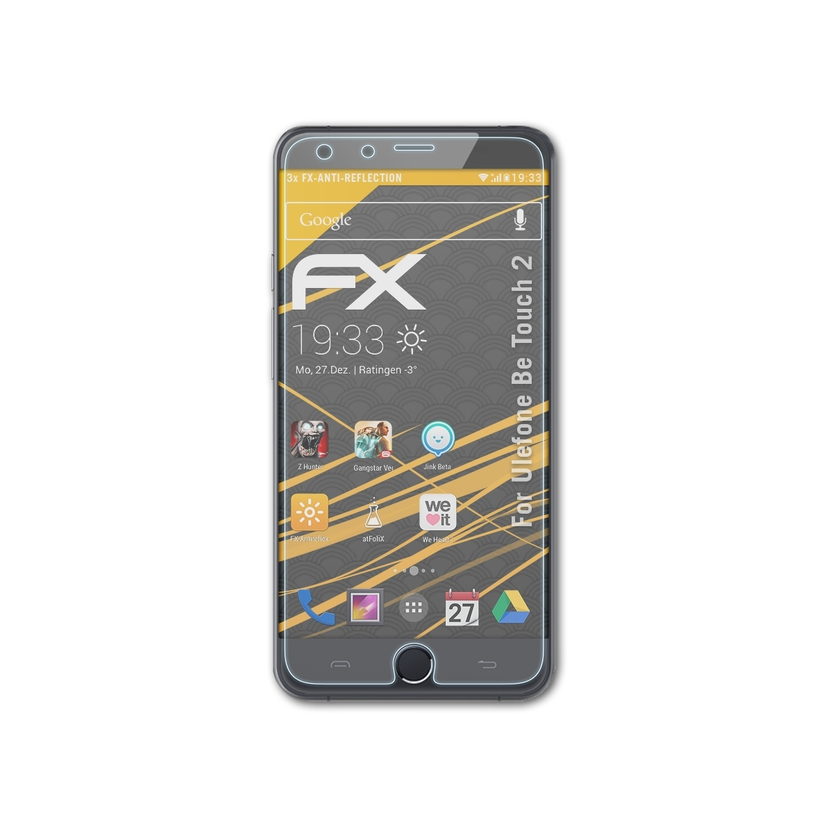 FX-Antireflex 3x Ulefone 2) Touch Displayschutz(für Be ATFOLIX