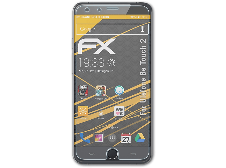 FX-Antireflex Displayschutz(für 2) Be ATFOLIX Touch 3x Ulefone