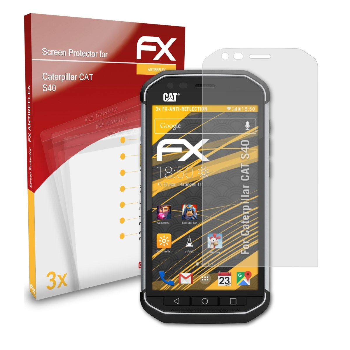 FX-Antireflex 3x ATFOLIX Caterpillar Displayschutz(für S40) CAT