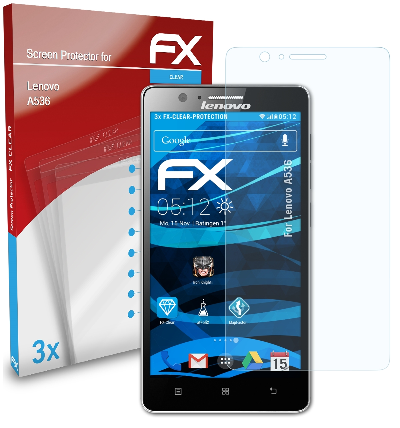 ATFOLIX 3x FX-Clear Displayschutz(für Lenovo A536)