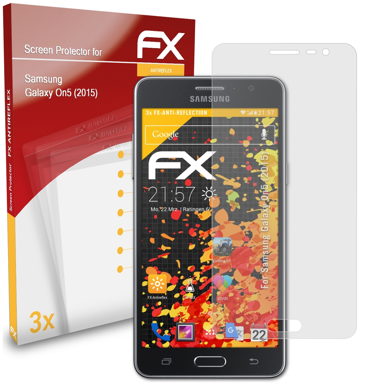 ATFOLIX 3x Displayschutz(für On5 Galaxy Samsung FX-Antireflex (2015))