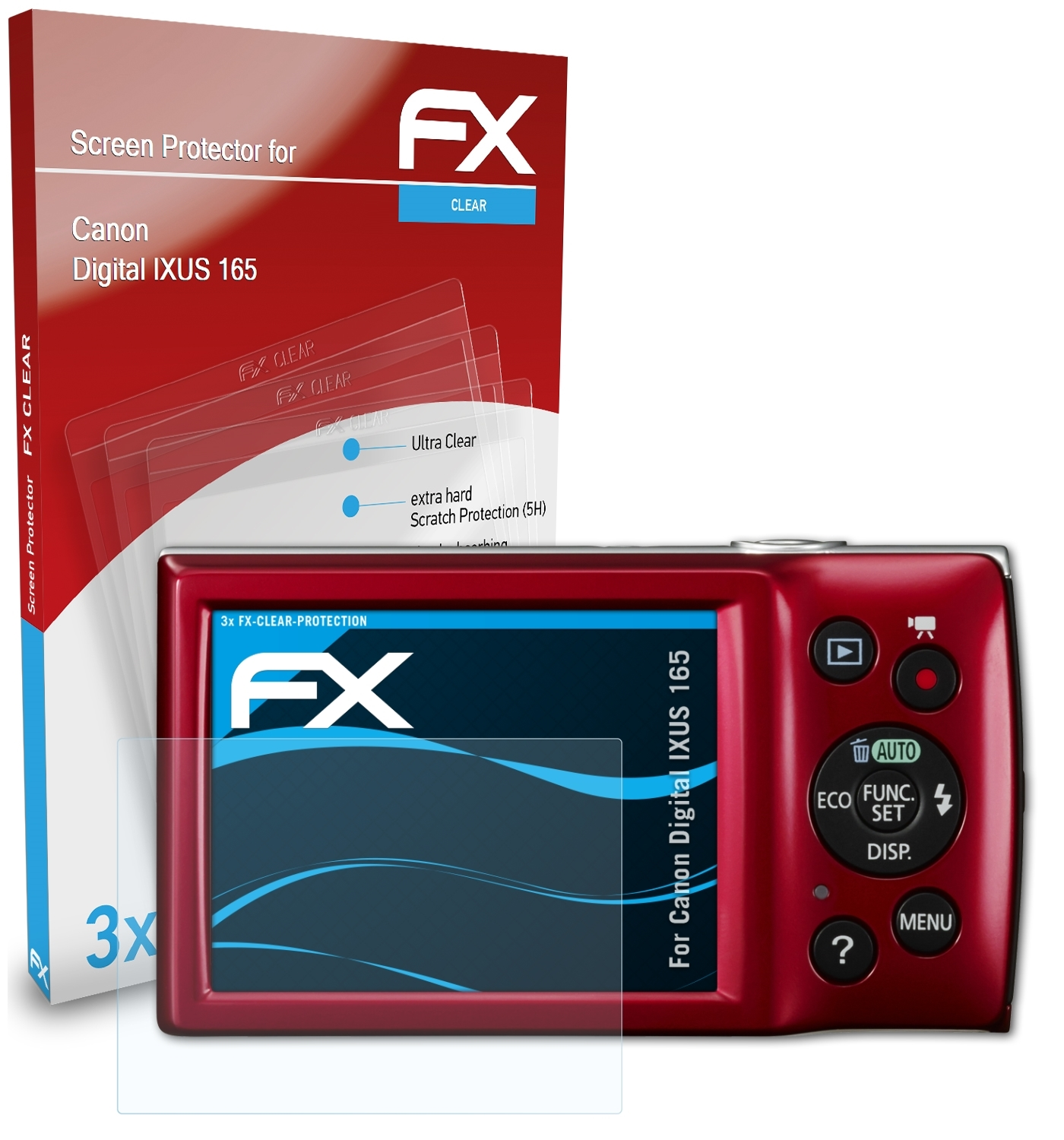 ATFOLIX 3x Displayschutz(für IXUS FX-Clear 165) Digital Canon