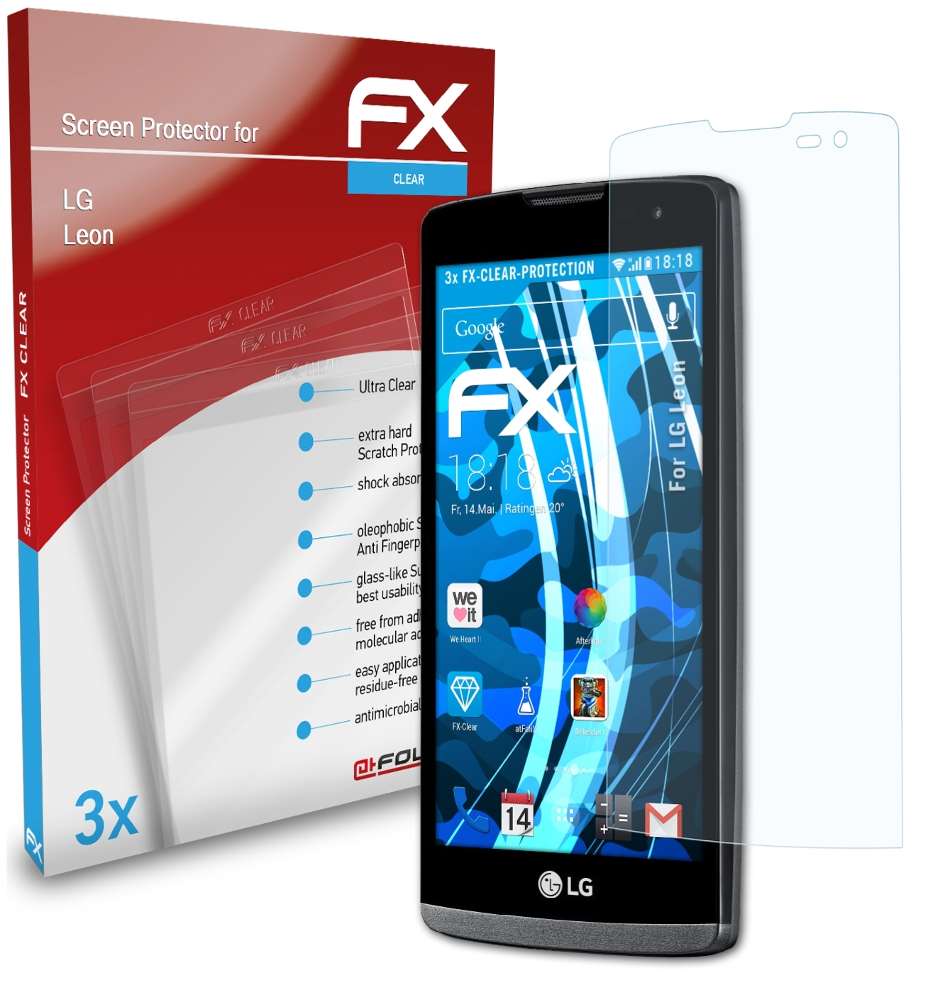 ATFOLIX 3x FX-Clear Displayschutz(für LG Leon)