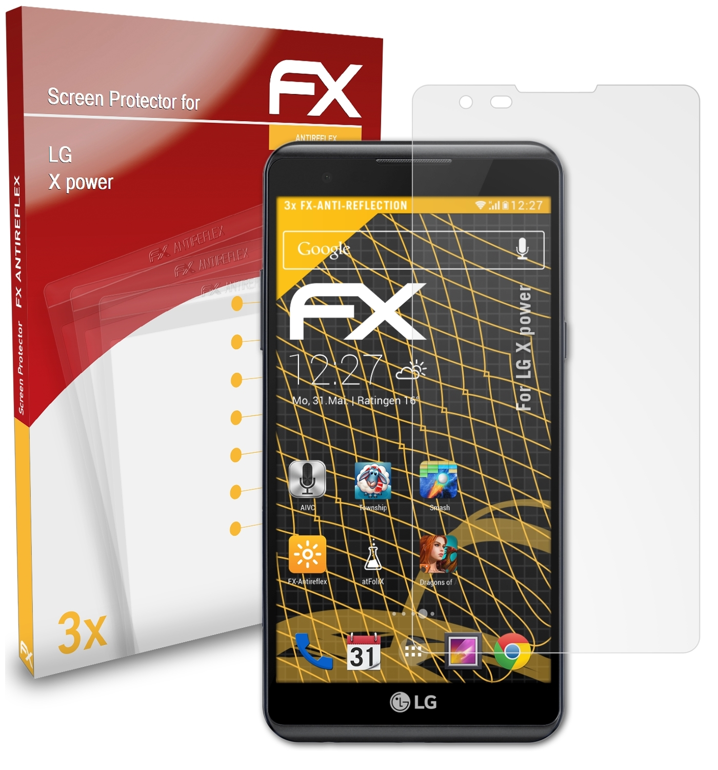 3x X Displayschutz(für ATFOLIX FX-Antireflex power) LG