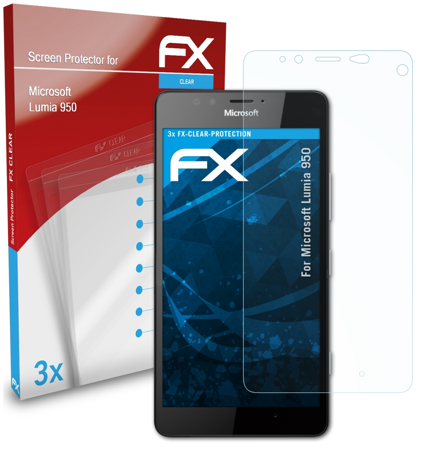 ATFOLIX 3x FX-Clear Displayschutz(für Microsoft Lumia 950)