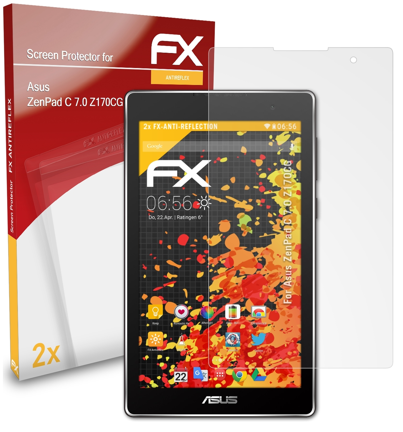 ATFOLIX 2x FX-Antireflex Displayschutz(für Asus 7.0 ZenPad C (Z170CG))