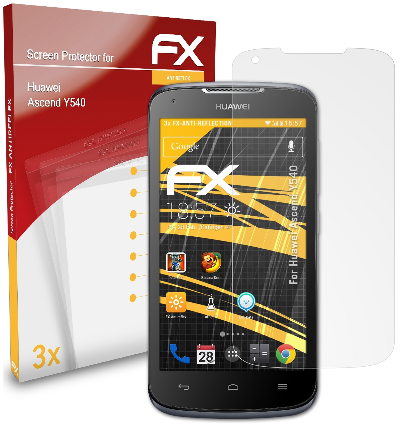 ATFOLIX 3x FX-Antireflex Displayschutz(für Huawei Ascend Y540)