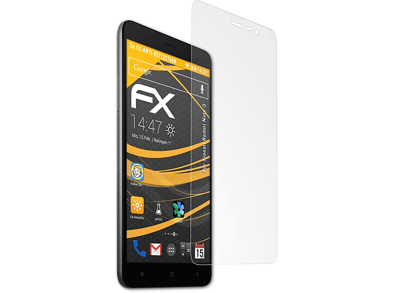Xiaomi Note ATFOLIX Redmi 3) Displayschutz(für FX-Antireflex 3x