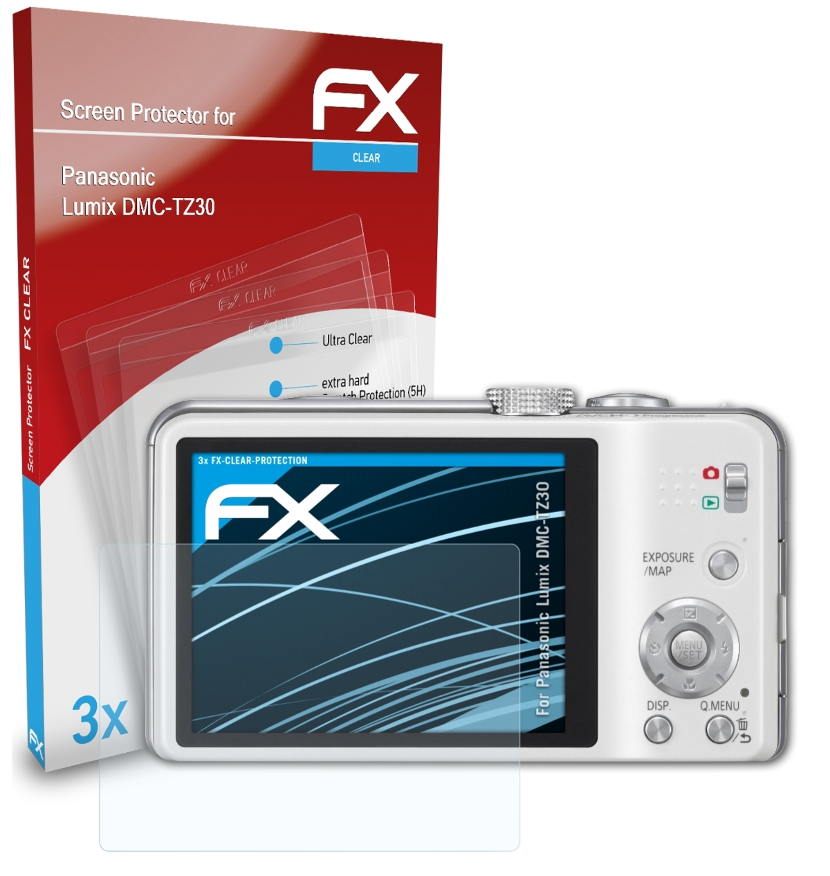 3x DMC-TZ30) Lumix Displayschutz(für FX-Clear Panasonic ATFOLIX