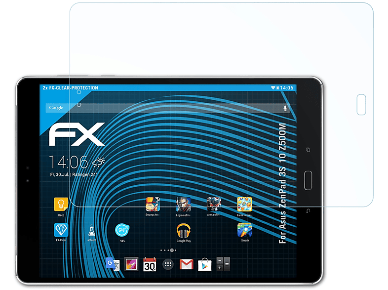 ATFOLIX 2x FX-Clear Displayschutz(für Asus ZenPad 3S 10 (Z500M))