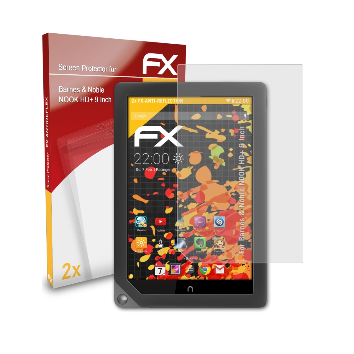 ATFOLIX 2x FX-Antireflex NOOK Displayschutz(für & HD+ Noble 9 Barnes Inch)