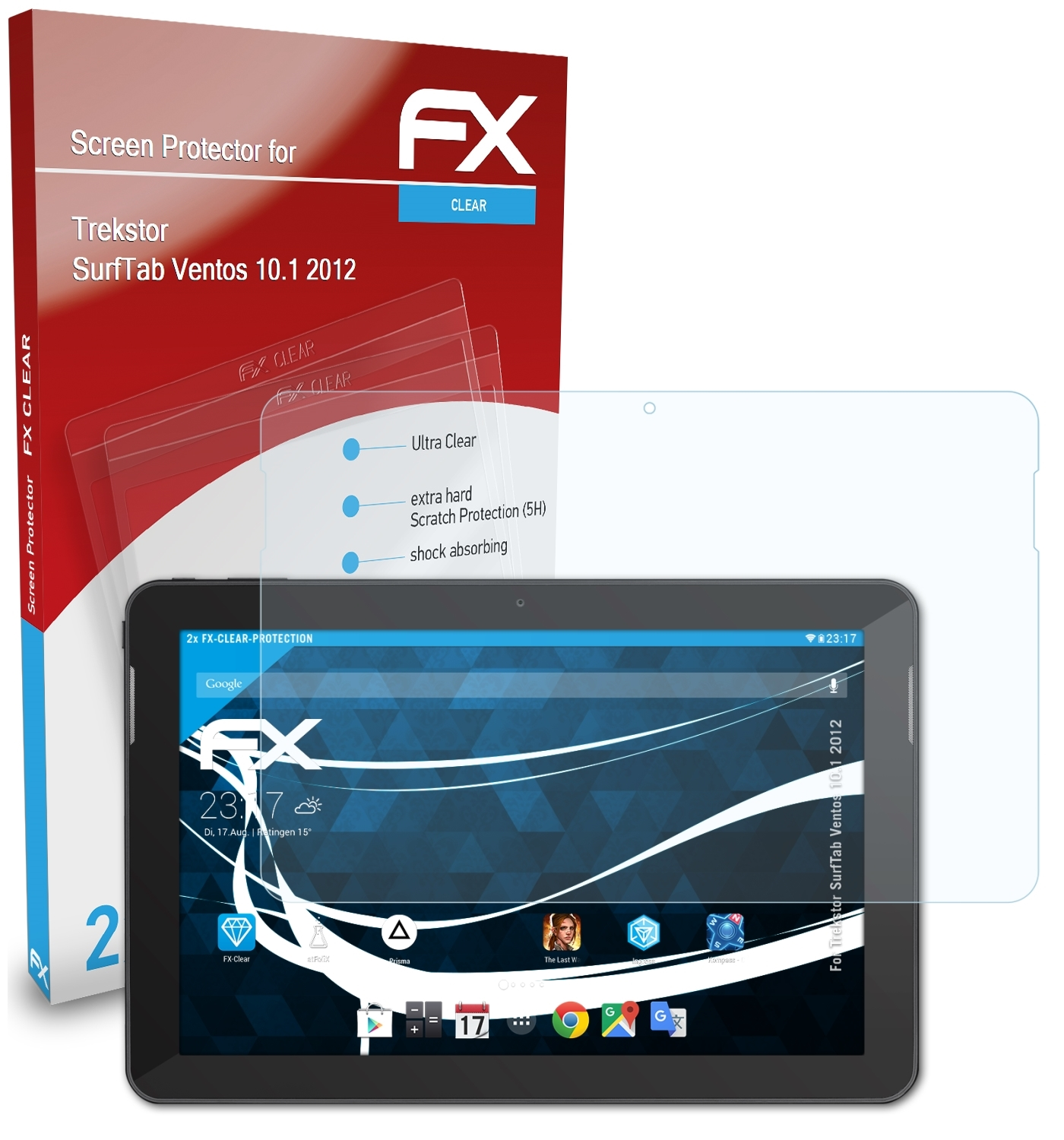 ATFOLIX 2x FX-Clear SurfTab Trekstor 10.1 (2012)) Displayschutz(für Ventos