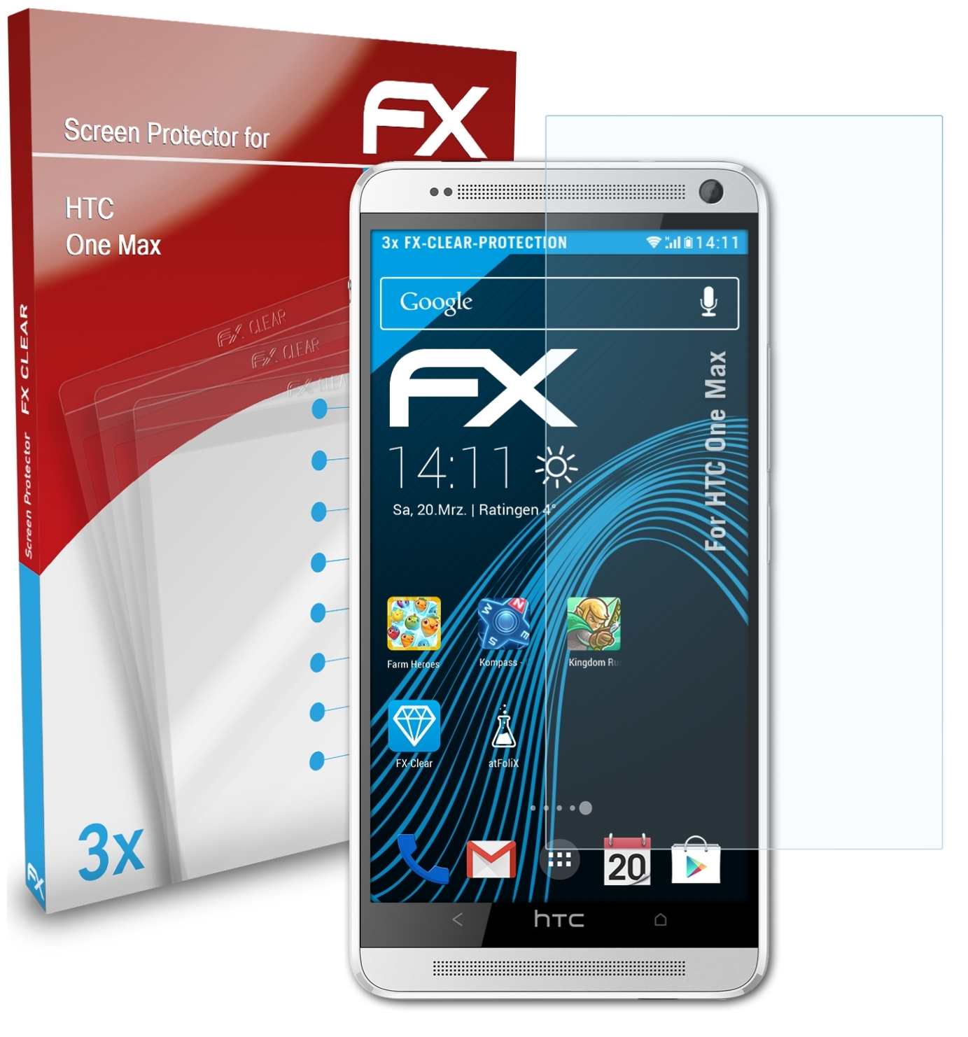 Displayschutz(für Max) 3x FX-Clear HTC ATFOLIX One