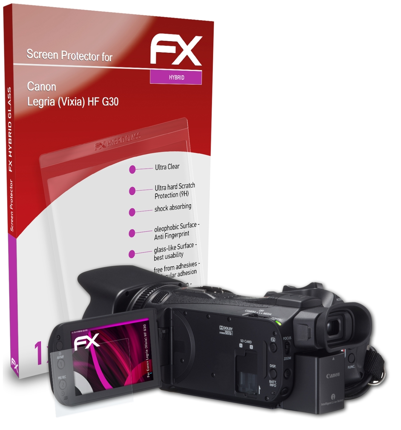 FX-Hybrid-Glass (Vixia) HF Schutzglas(für Legria Canon ATFOLIX G30)