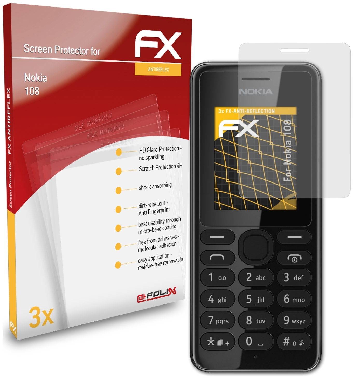 108) Displayschutz(für FX-Antireflex Nokia ATFOLIX 3x