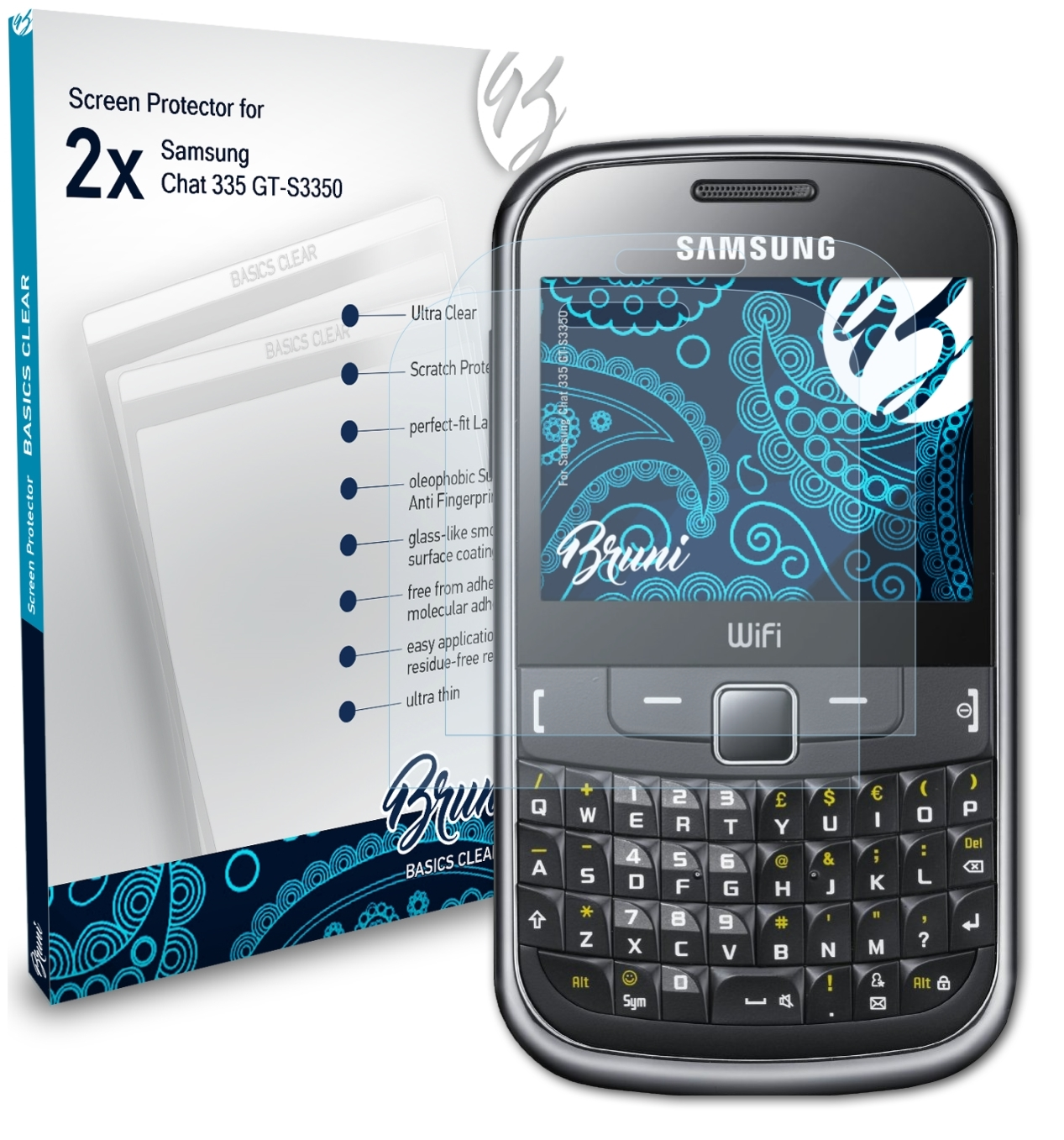 Basics-Clear 335 2x Samsung (GT-S3350)) Schutzfolie(für BRUNI Chat