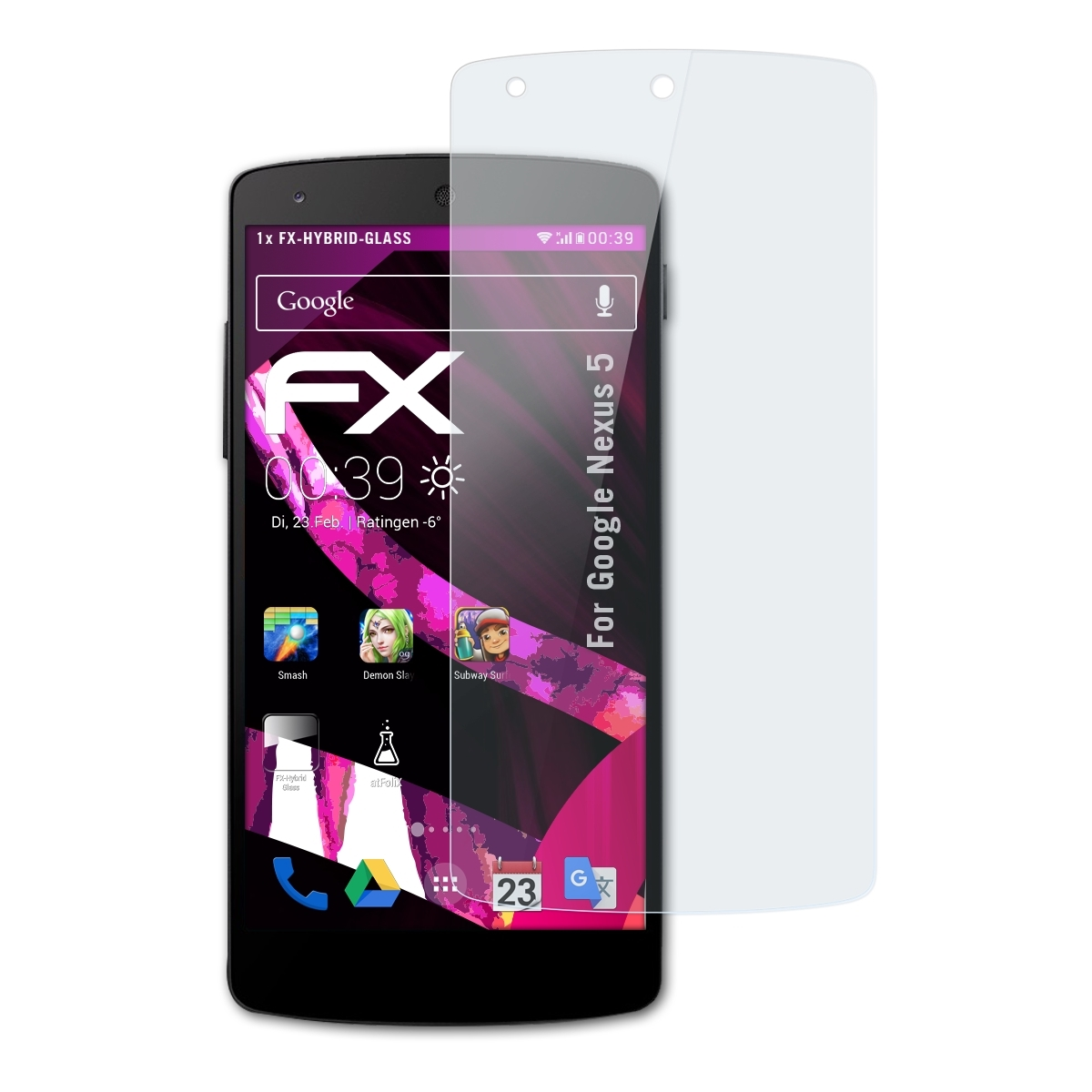 ATFOLIX FX-Hybrid-Glass Schutzglas(für Google Nexus 5)