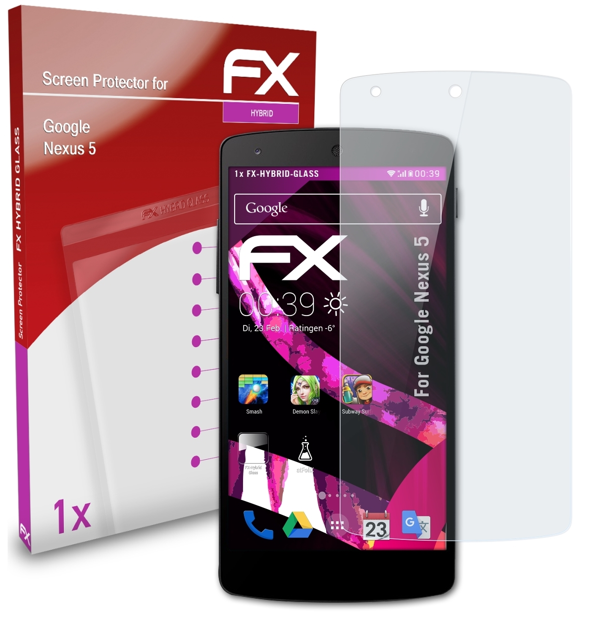 ATFOLIX FX-Hybrid-Glass Schutzglas(für Google 5) Nexus