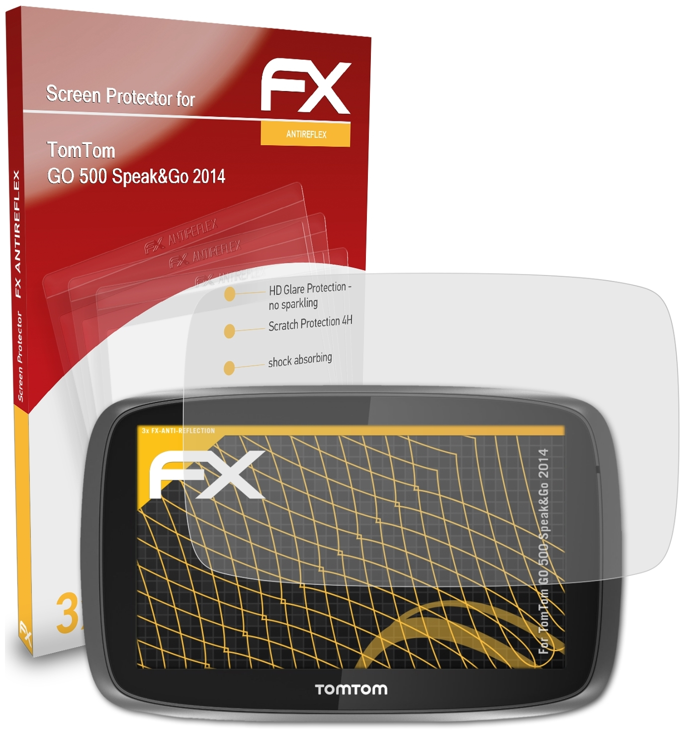 ATFOLIX 3x FX-Antireflex Displayschutz(für 500 TomTom GO Speak&Go (2014))