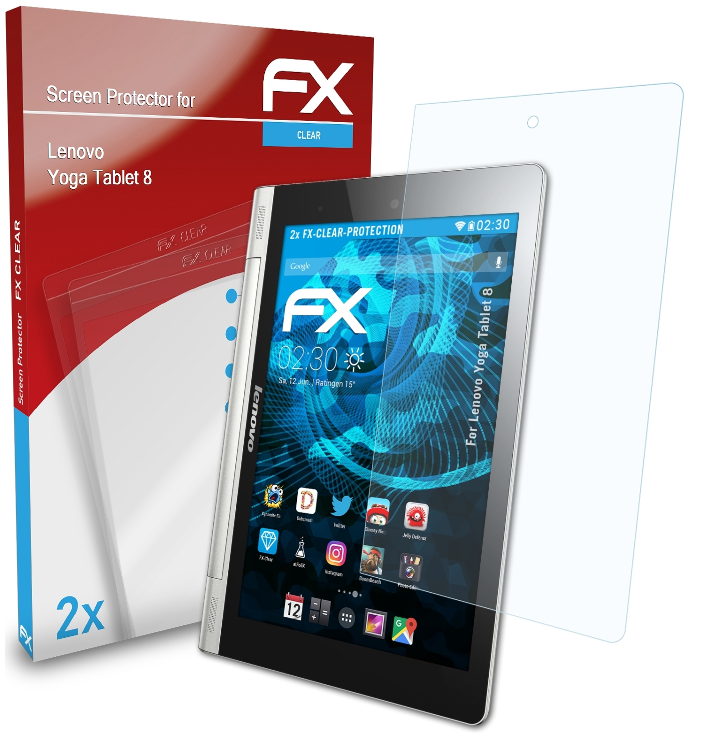2x Yoga FX-Clear 8) Lenovo ATFOLIX Displayschutz(für Tablet
