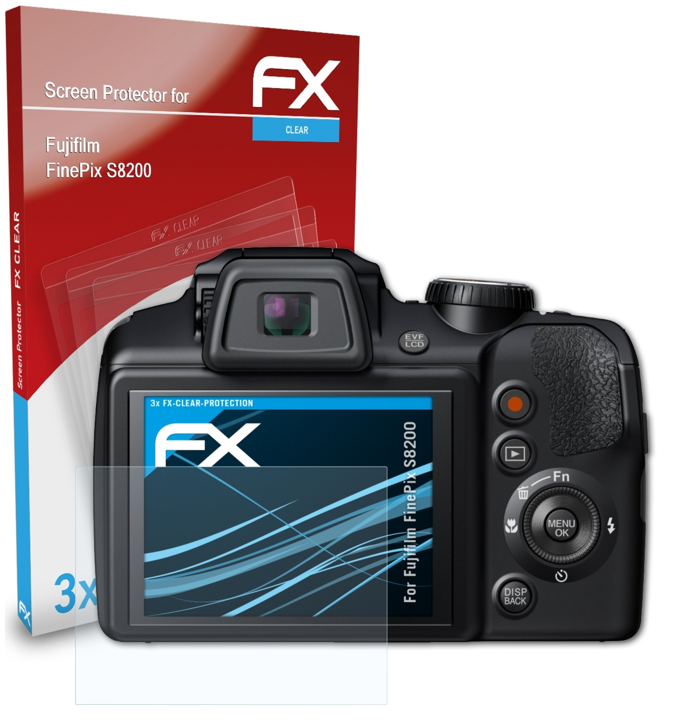 Fujifilm FinePix Displayschutz(für 3x ATFOLIX S8200) FX-Clear