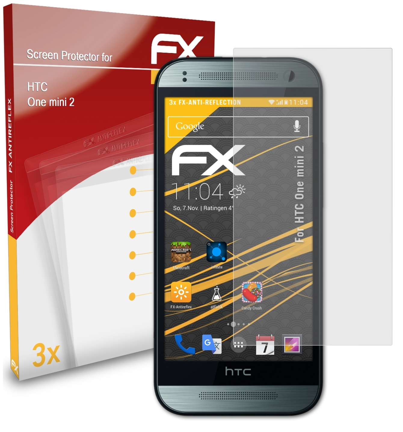 ATFOLIX 3x FX-Antireflex Displayschutz(für HTC One 2) mini