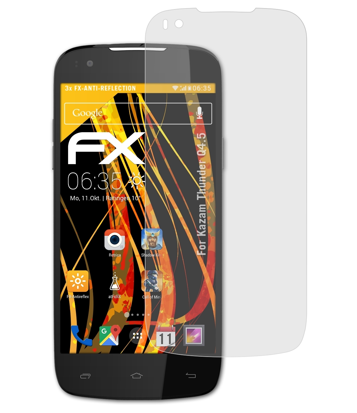 Kazam Q4.5) ATFOLIX Thunder 3x FX-Antireflex Displayschutz(für