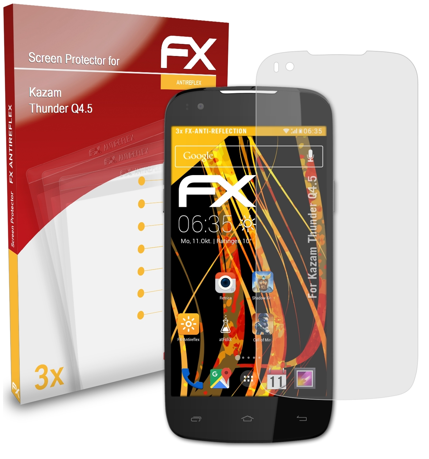 ATFOLIX 3x FX-Antireflex Q4.5) Thunder Kazam Displayschutz(für