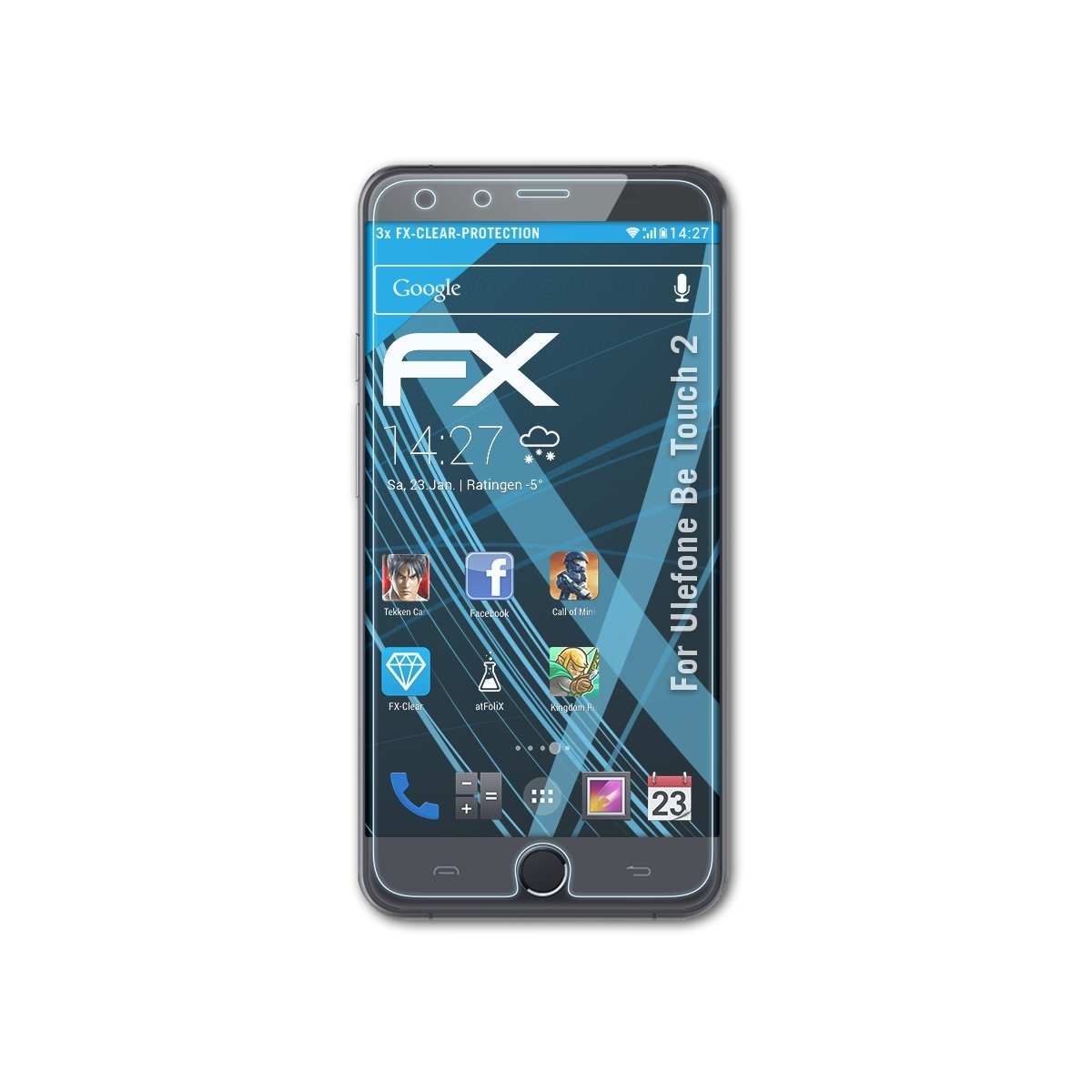 ATFOLIX 3x FX-Clear Displayschutz(für Be 2) Touch Ulefone