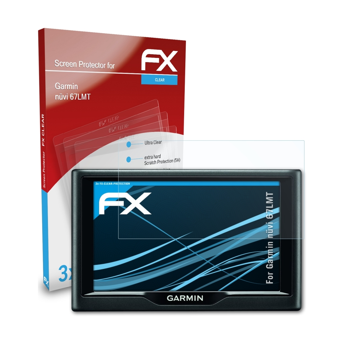 3x FX-Clear nüvi ATFOLIX Garmin 67LMT) Displayschutz(für