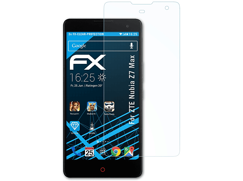 ATFOLIX 3x FX-Clear Displayschutz(für Max) ZTE Z7 Nubia