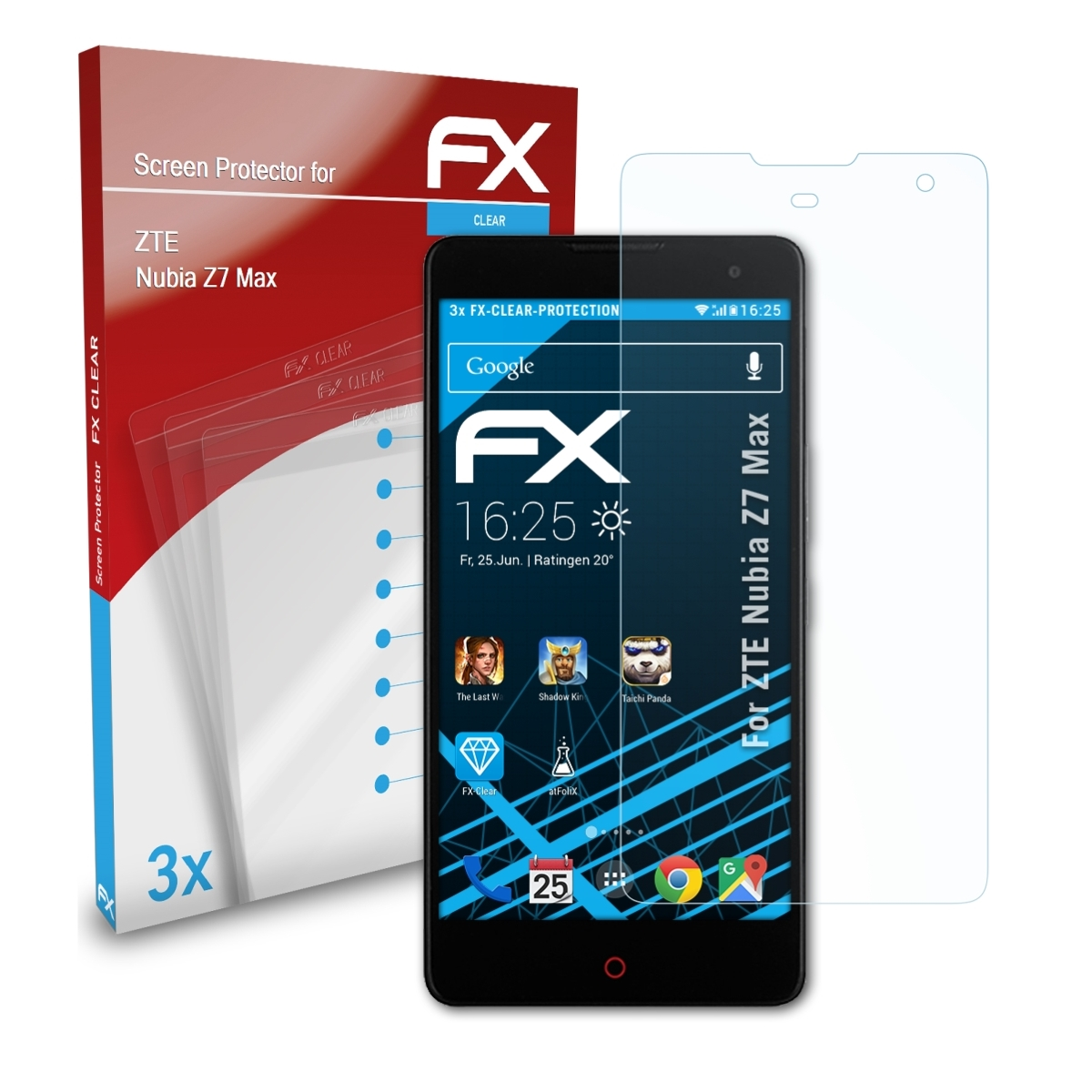 3x ATFOLIX Displayschutz(für Nubia FX-Clear ZTE Z7 Max)