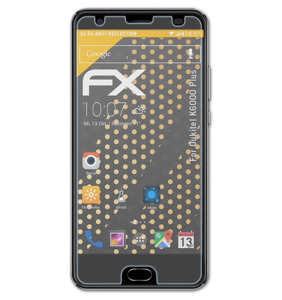 ATFOLIX K6000 Displayschutz(für Oukitel FX-Antireflex Plus) 3x