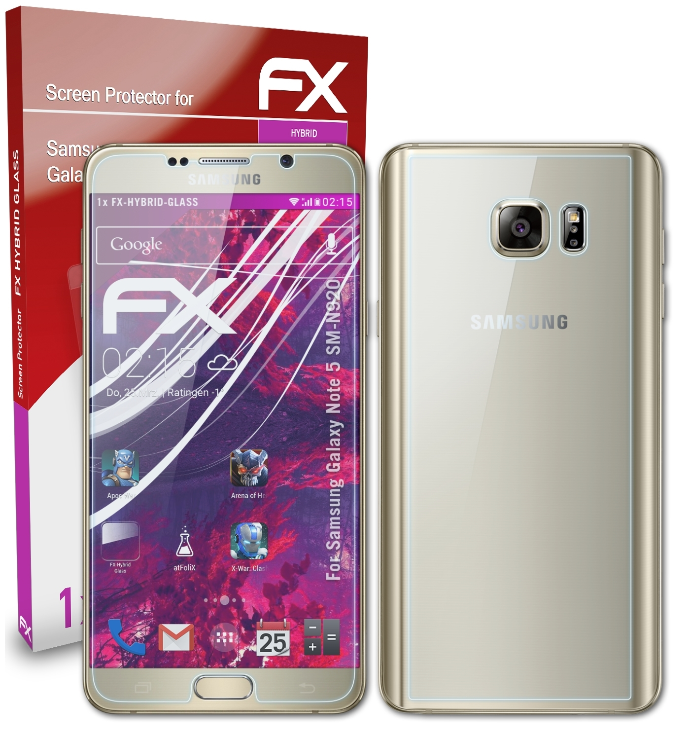 ATFOLIX FX-Hybrid-Glass Schutzglas(für Samsung Galaxy 5 Note (SM-N920))