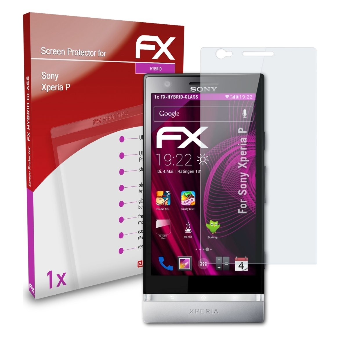 ATFOLIX FX-Hybrid-Glass Xperia P) Sony Schutzglas(für