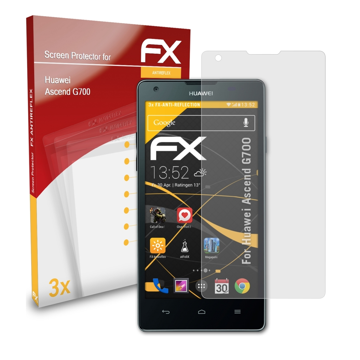 Ascend Huawei ATFOLIX FX-Antireflex G700) 3x Displayschutz(für