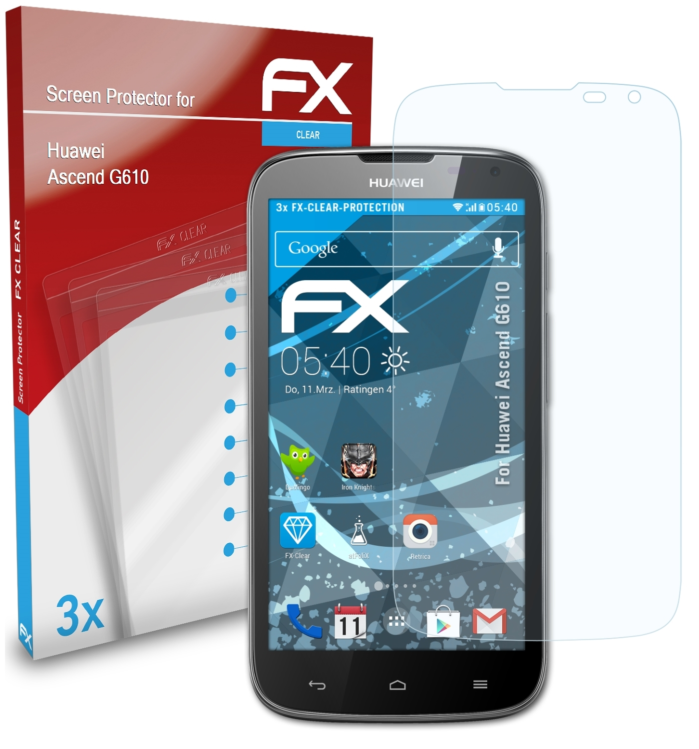 Ascend G610) Displayschutz(für FX-Clear ATFOLIX Huawei 3x