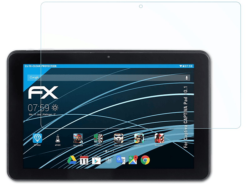 ATFOLIX 2x FX-Clear Displayschutz(für Captiva 10.1) CAPTIVA Pad