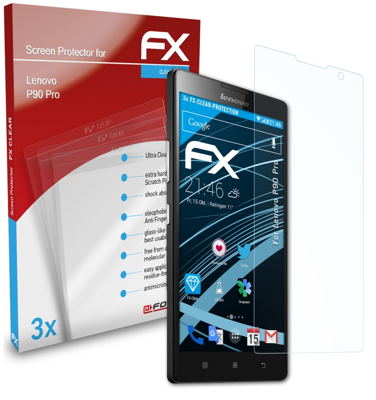 ATFOLIX 3x Pro) Displayschutz(für P90 FX-Clear Lenovo