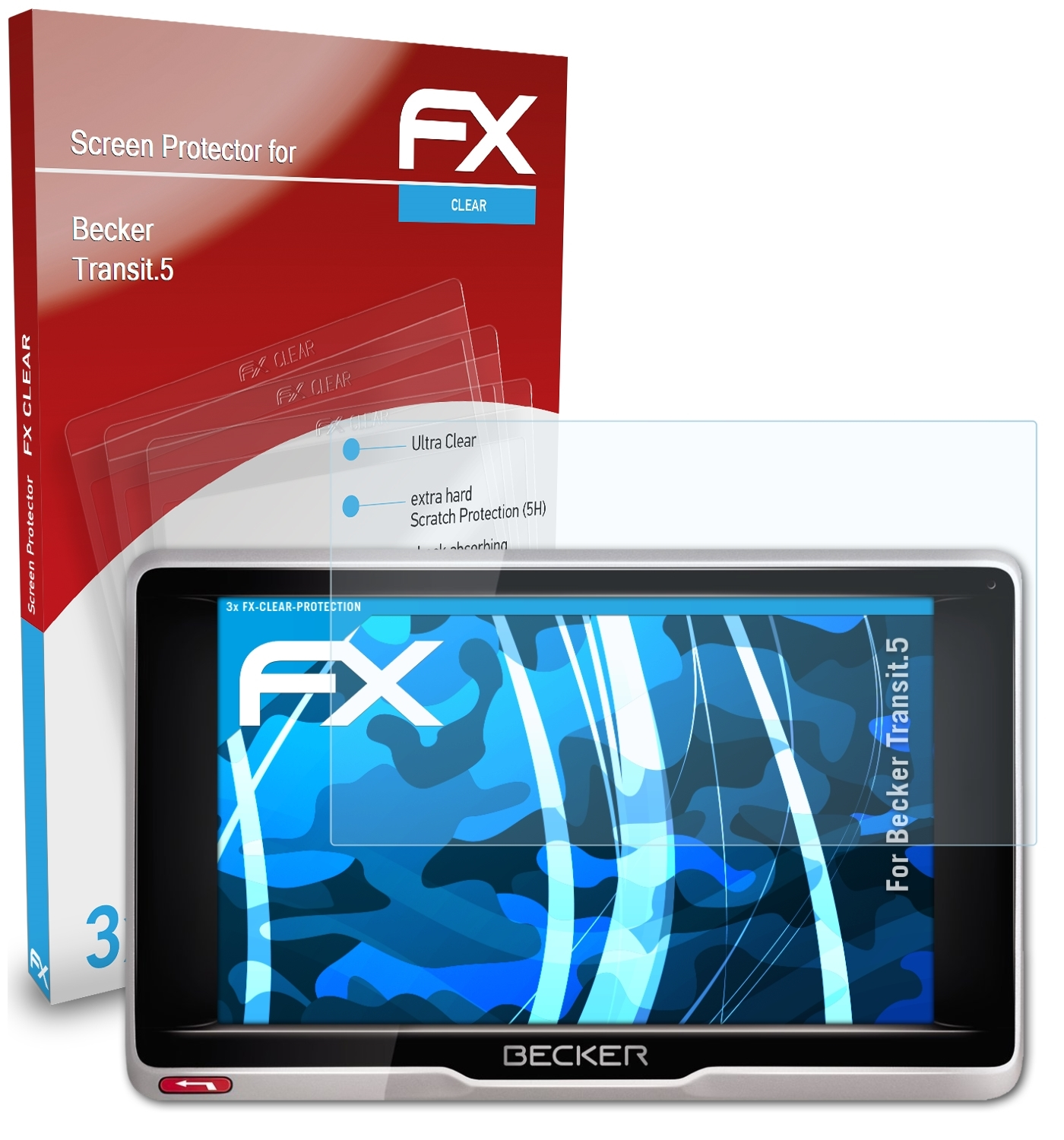 ATFOLIX 3x Becker FX-Clear Displayschutz(für Transit.5)