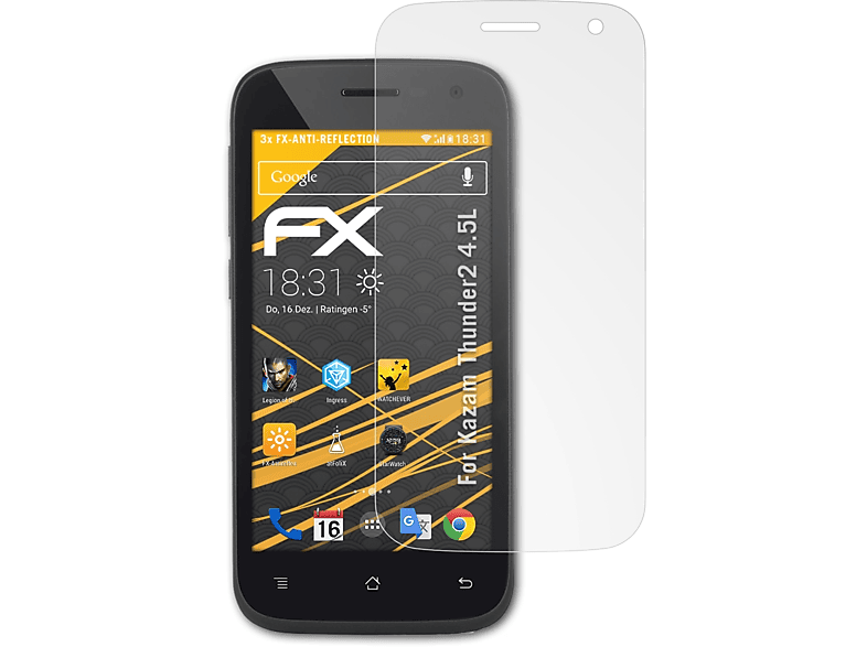 ATFOLIX 3x FX-Antireflex Displayschutz(für Kazam Thunder2 4.5L) | Displayschutzfolien & Gläser