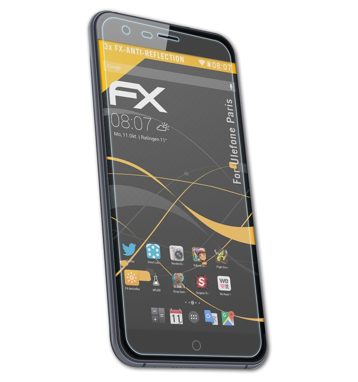 Displayschutz(für Paris) FX-Antireflex 3x ATFOLIX Ulefone