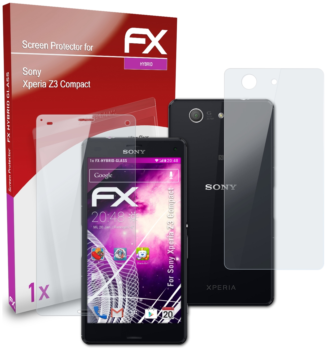 ATFOLIX FX-Hybrid-Glass Schutzglas(für Compact) Sony Xperia Z3
