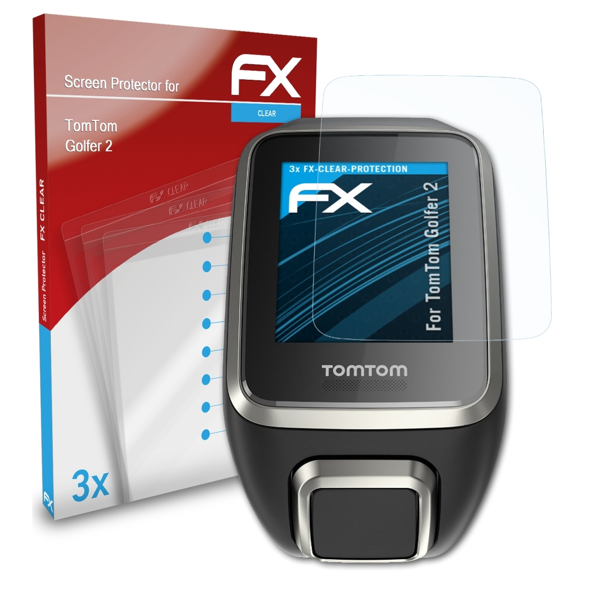 ATFOLIX 3x FX-Clear Displayschutz(für 2) TomTom Golfer
