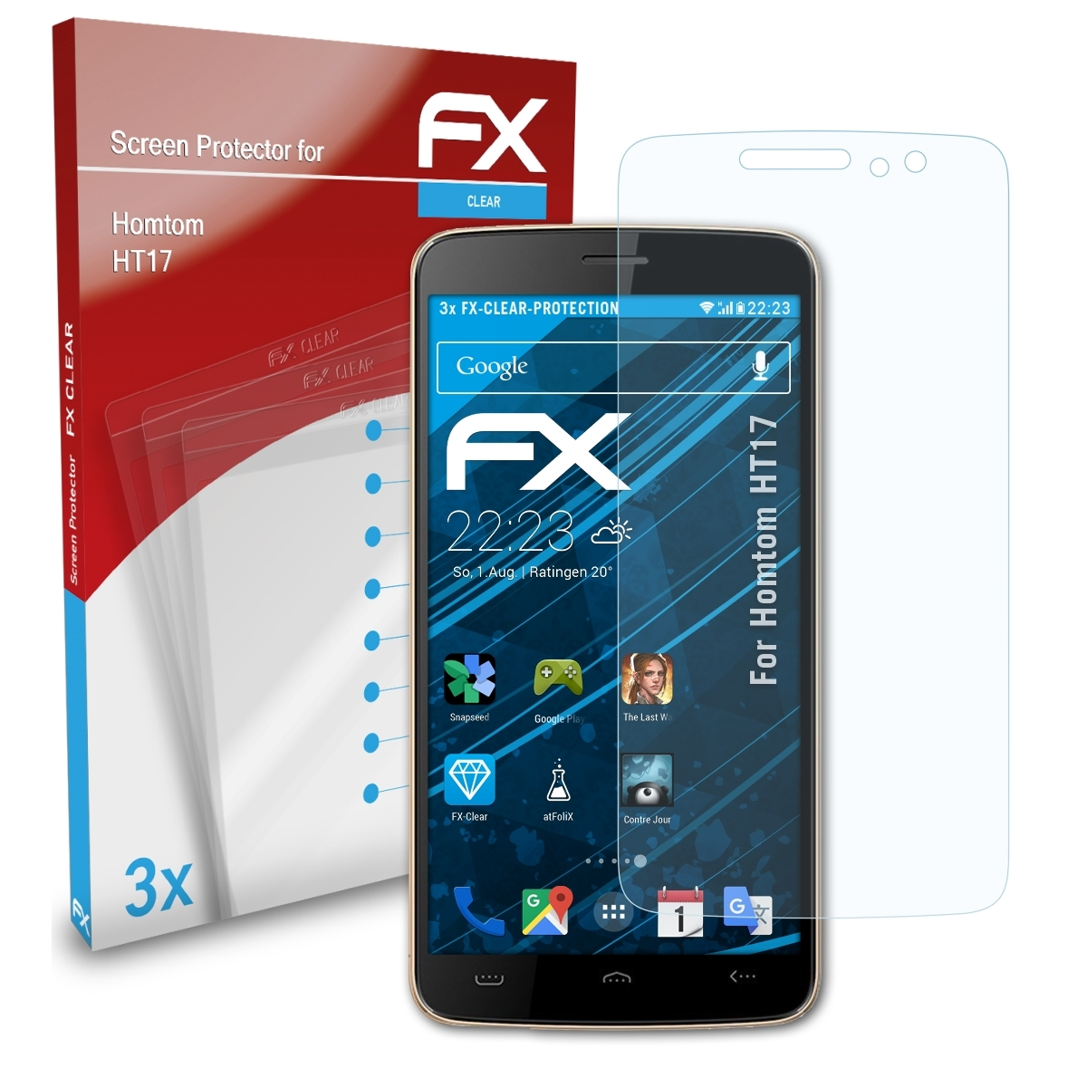 ATFOLIX 3x FX-Clear Displayschutz(für Homtom HT17)