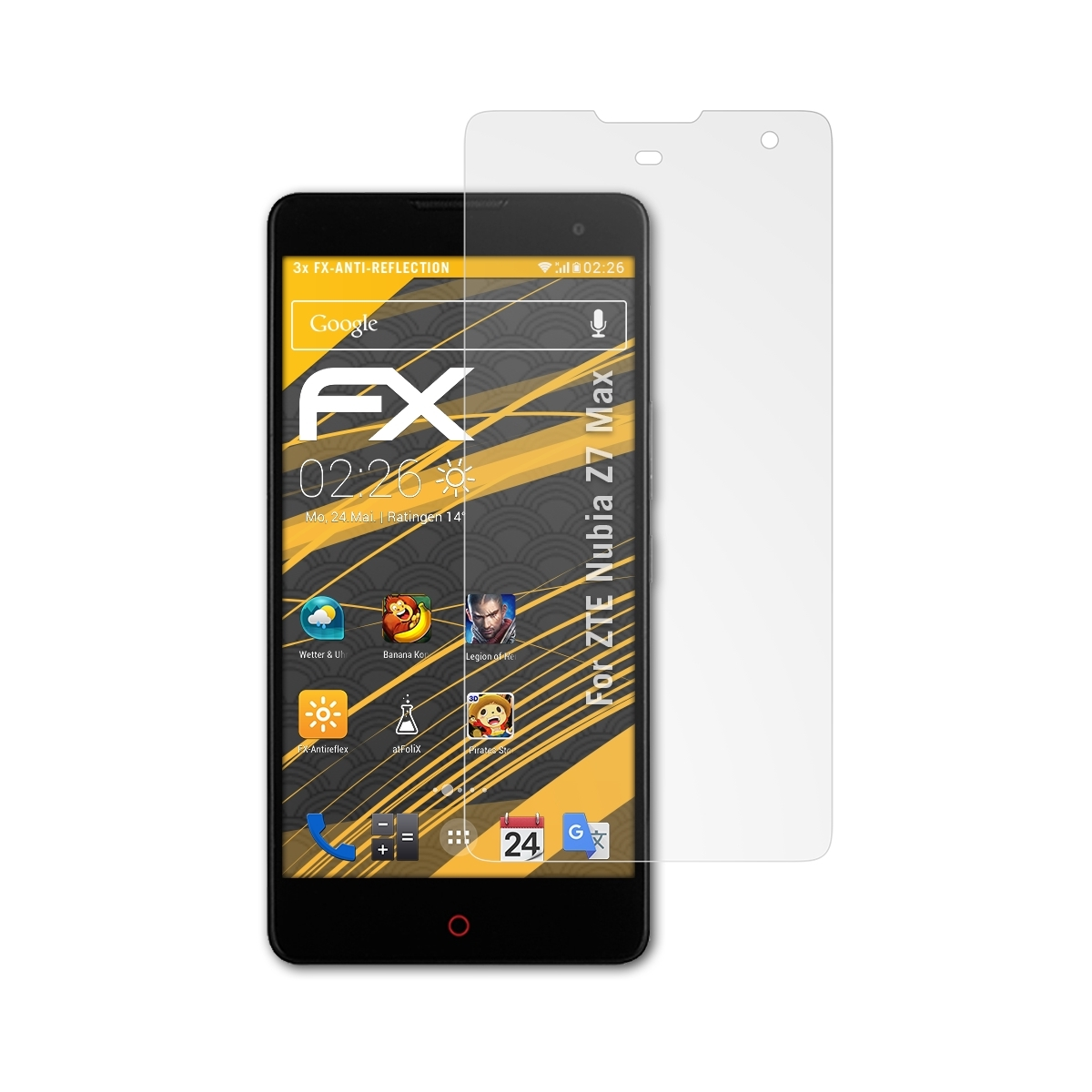 3x FX-Antireflex ATFOLIX Z7 Nubia ZTE Max) Displayschutz(für